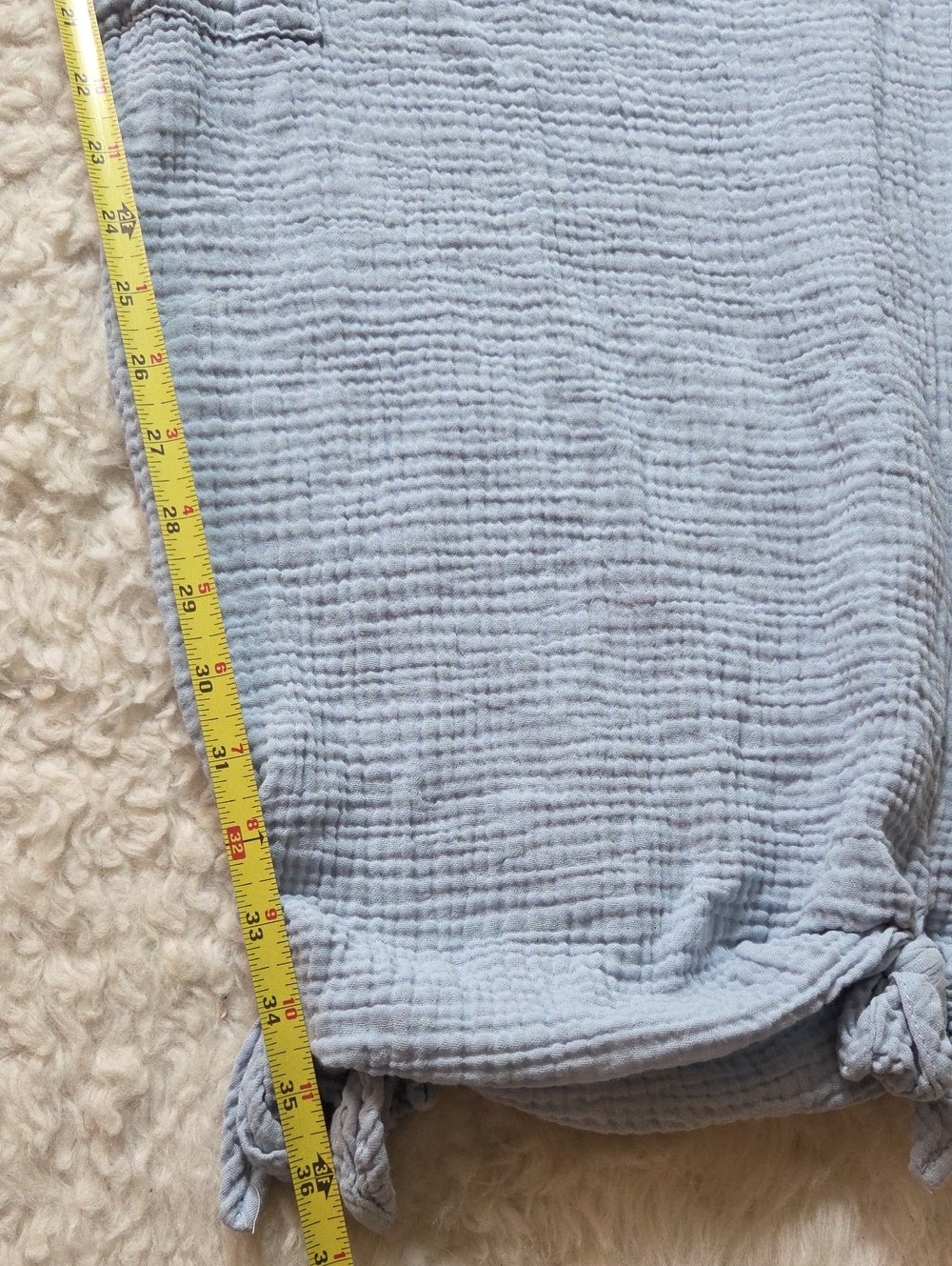 HYFVE Light Blue V-Neck Cotton Gauze Jumpsuit with Tie Ankles Sz L Oversized Fit - Picture 12 of 13